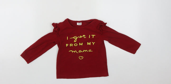 PatPat Girls Red Cotton Pullover Jumper Size 18-24 Months