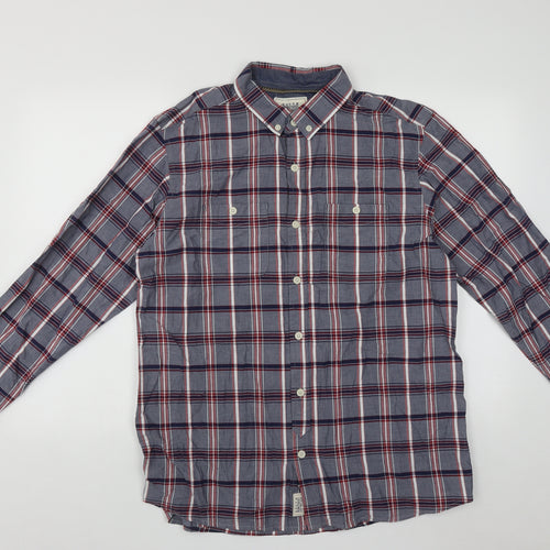Geogre Mens Multicoloured Plaid Cotton  Button-Up Size L Collared Button
