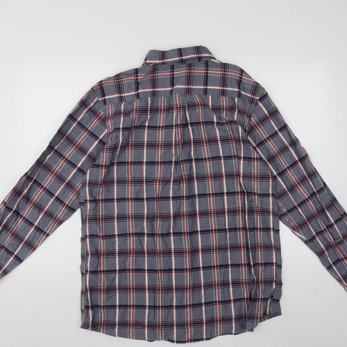 Geogre Mens Multicoloured Plaid Cotton  Button-Up Size L Collared Button