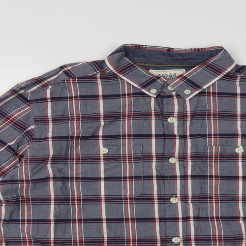 Geogre Mens Multicoloured Plaid Cotton  Button-Up Size L Collared Button