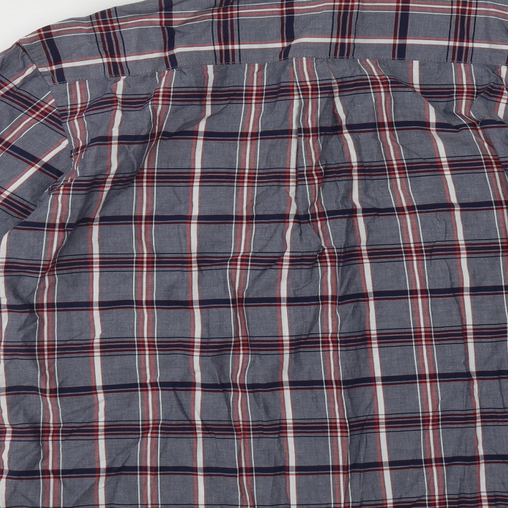 Geogre Mens Multicoloured Plaid Cotton  Button-Up Size L Collared Button