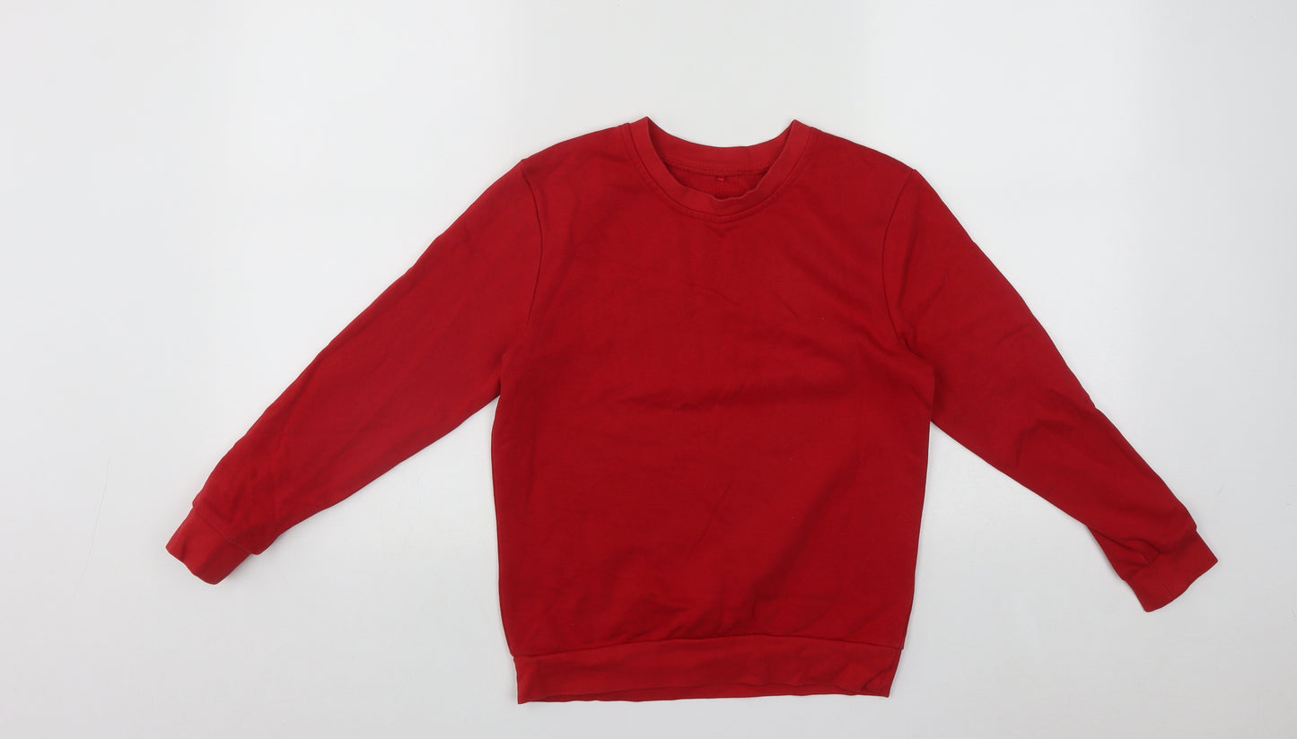 George Boys Red Round Neck  Cotton Pullover Jumper Size 9-10 Years