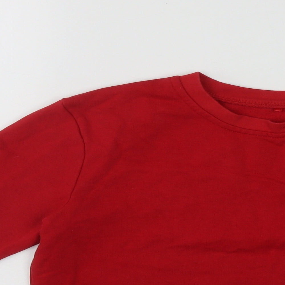 George Boys Red Round Neck  Cotton Pullover Jumper Size 9-10 Years