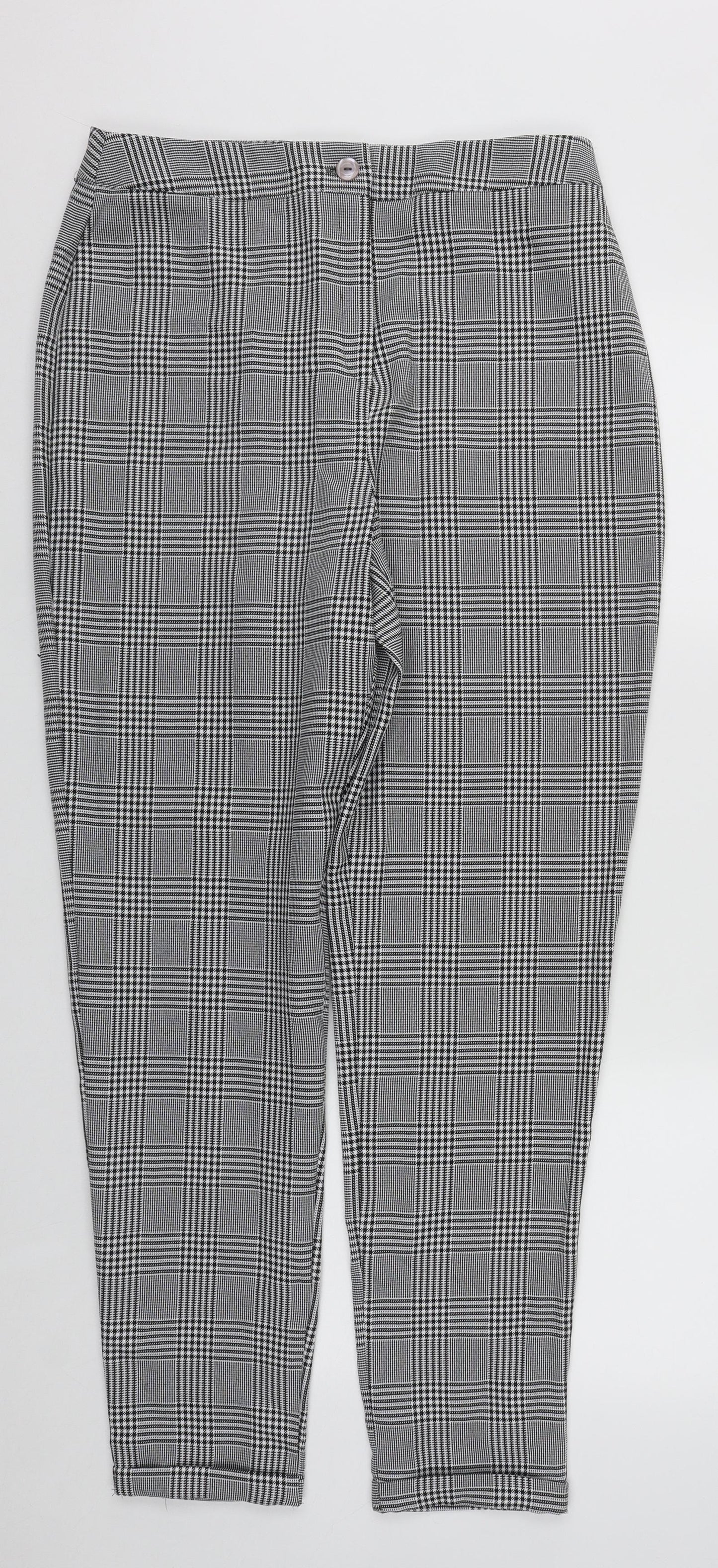 Boohoo Womens Multicoloured Plaid Polyester Trousers  Size 12 L30 in Regular Zip