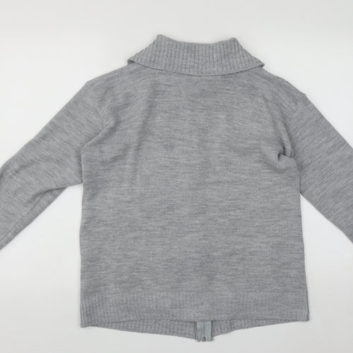 Choice Collection Womens Grey Collared  Acrylic Full Zip Jumper Size L