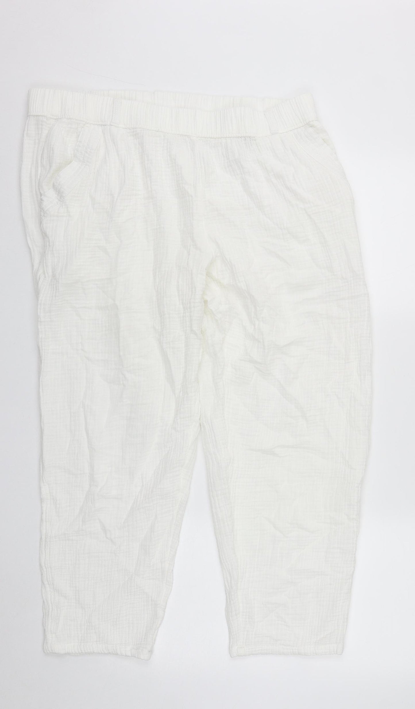 Marks and Spencer Womens White  Cotton Trousers  Size 18 L26 in Regular