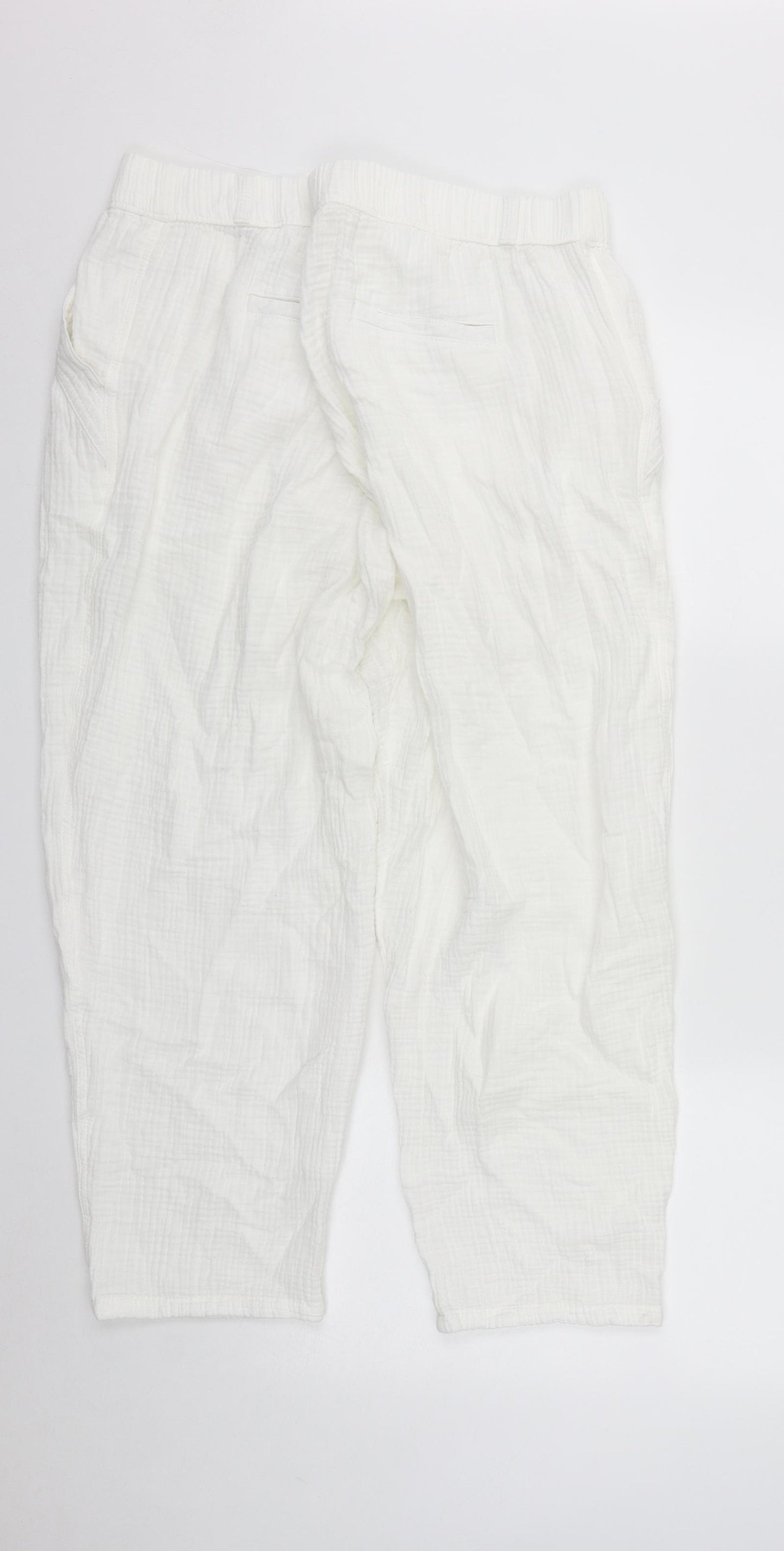 Marks and Spencer Womens White  Cotton Trousers  Size 18 L26 in Regular