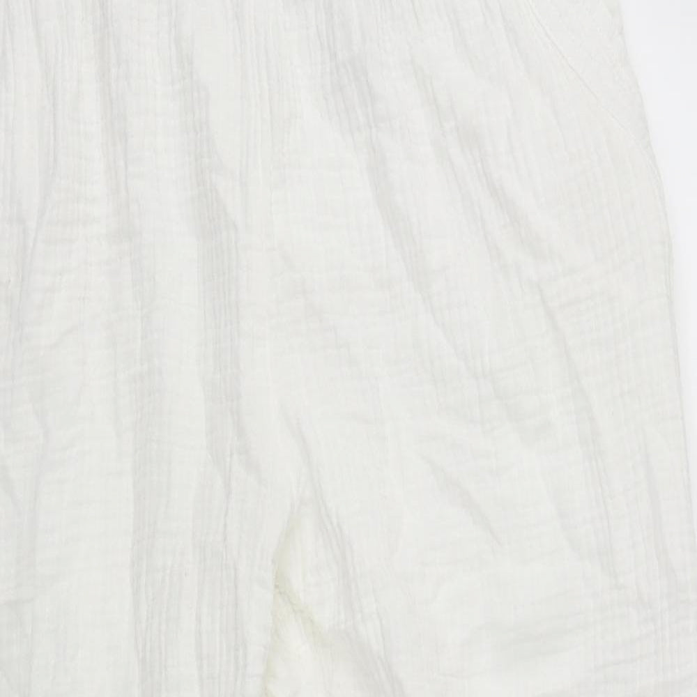 Marks and Spencer Womens White  Cotton Trousers  Size 18 L26 in Regular