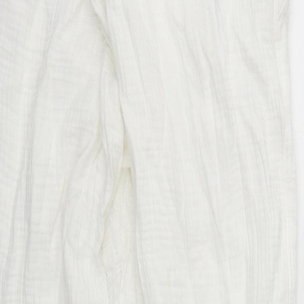 Marks and Spencer Womens White  Cotton Trousers  Size 18 L26 in Regular