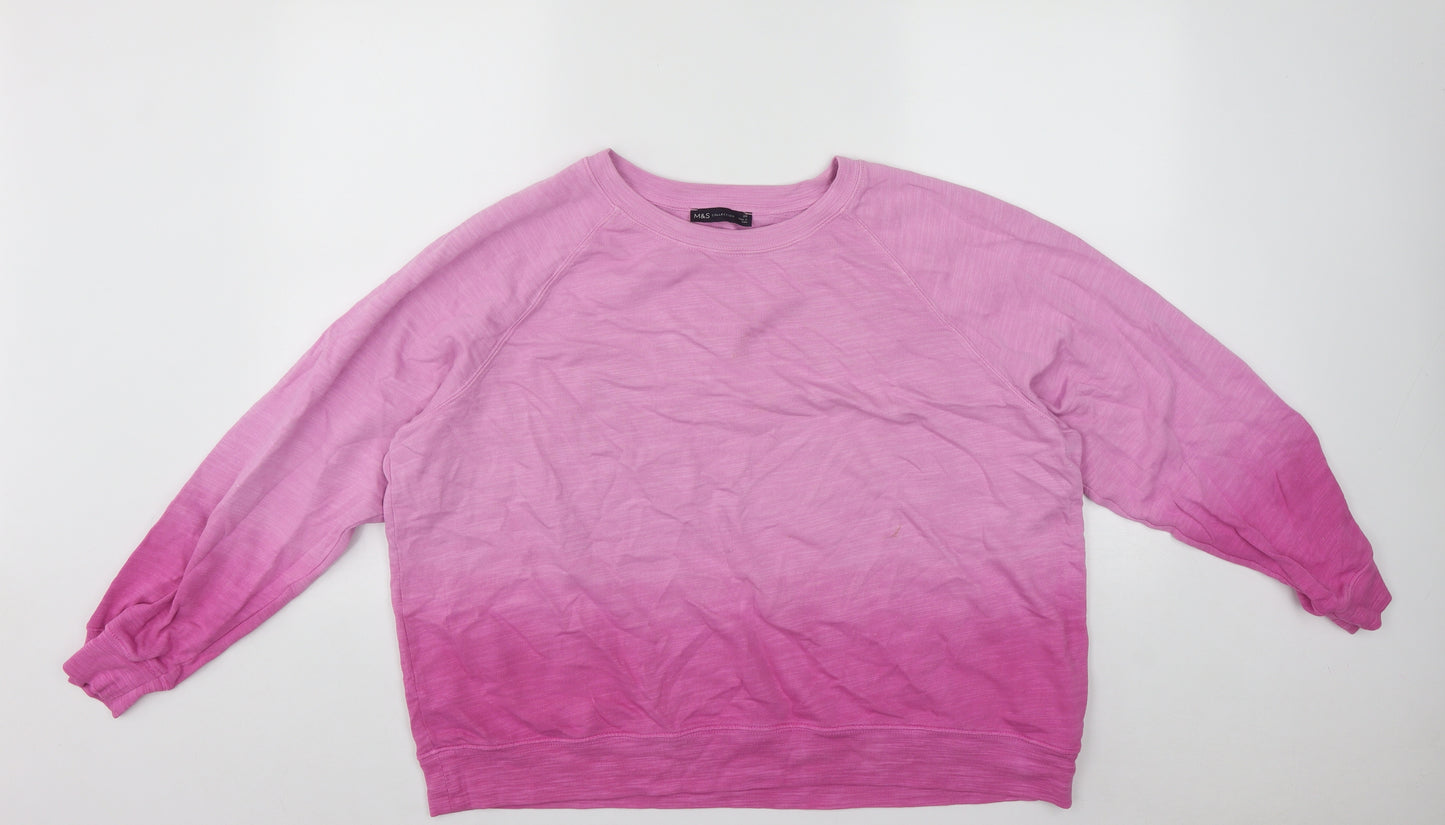 Marks and Spencer Womens Pink Round Neck  Cotton Pullover Jumper Size 20