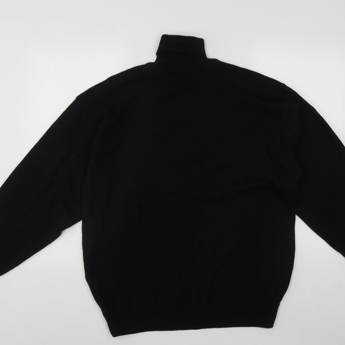SANGAN Mens Black Roll Neck  Acrylic Pullover Jumper Size XL