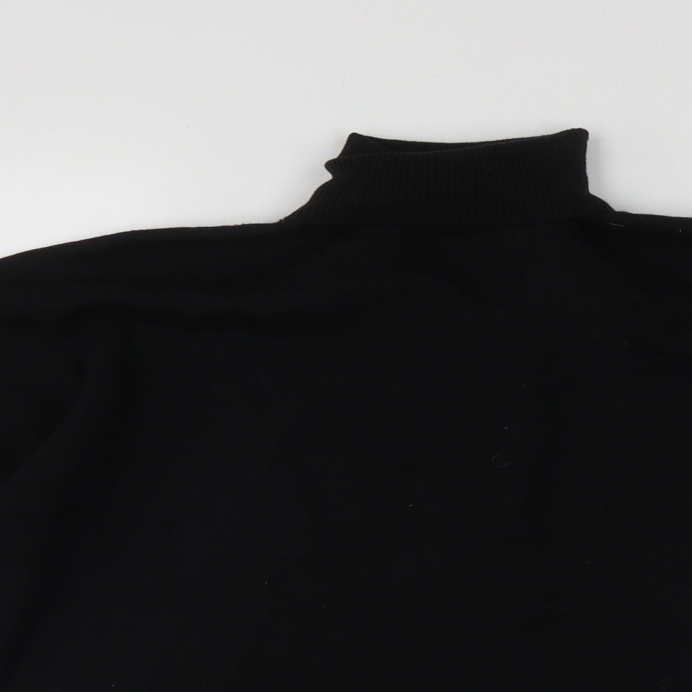 SANGAN Mens Black Roll Neck  Acrylic Pullover Jumper Size XL