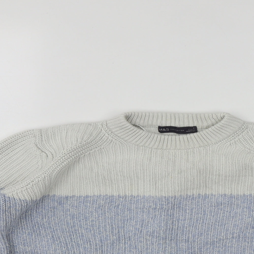 Marks and Spencer Womens Multicoloured Round Neck  Cotton Pullover Jumper Size S