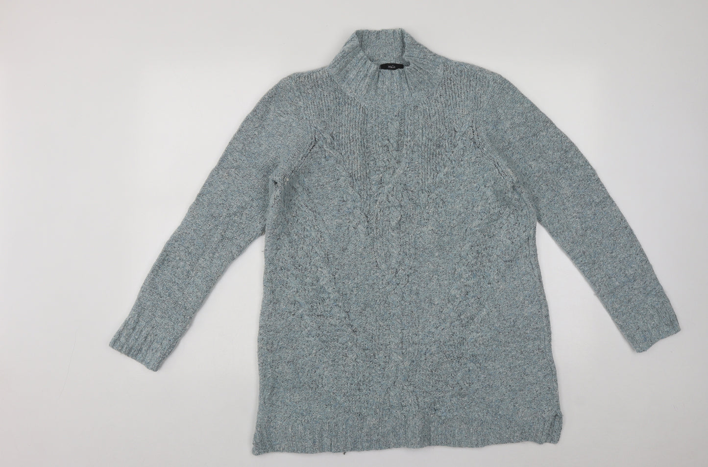 M&Co Womens Green High Neck  Acrylic Pullover Jumper Size 14