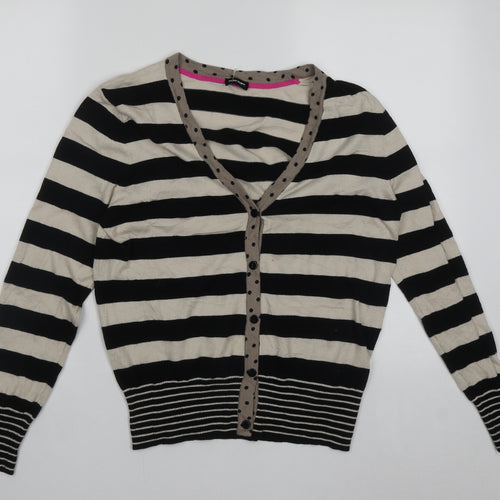 Gerry Weber Womens Multicoloured V-Neck Striped Acrylic Cardigan Jumper Size S