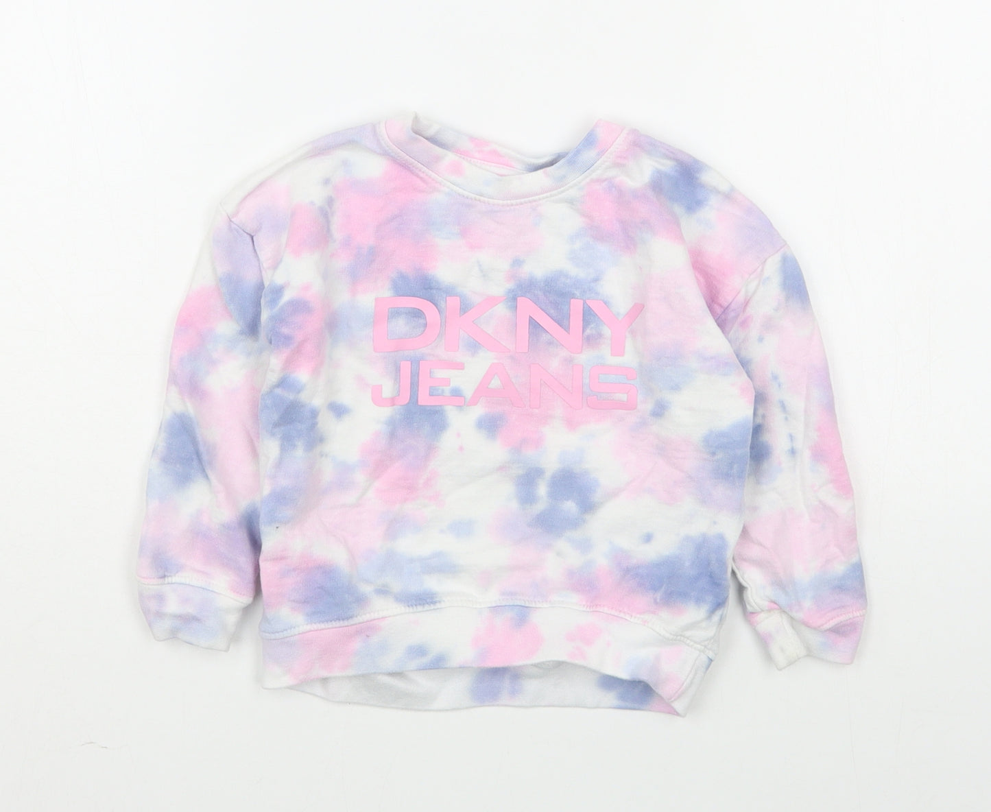 DKNY Girls Multicoloured  100% Cotton Pullover Sweatshirt Size 3 Years  Pullover - Tie Dye