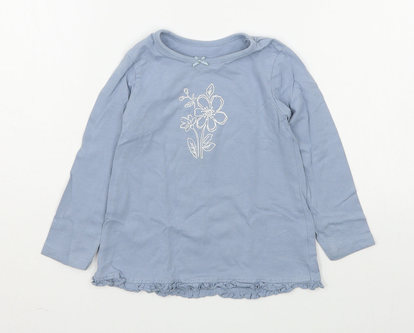 George Girls Blue  100% Cotton Basic T-Shirt Size 18-24 Months Round Neck Pullover