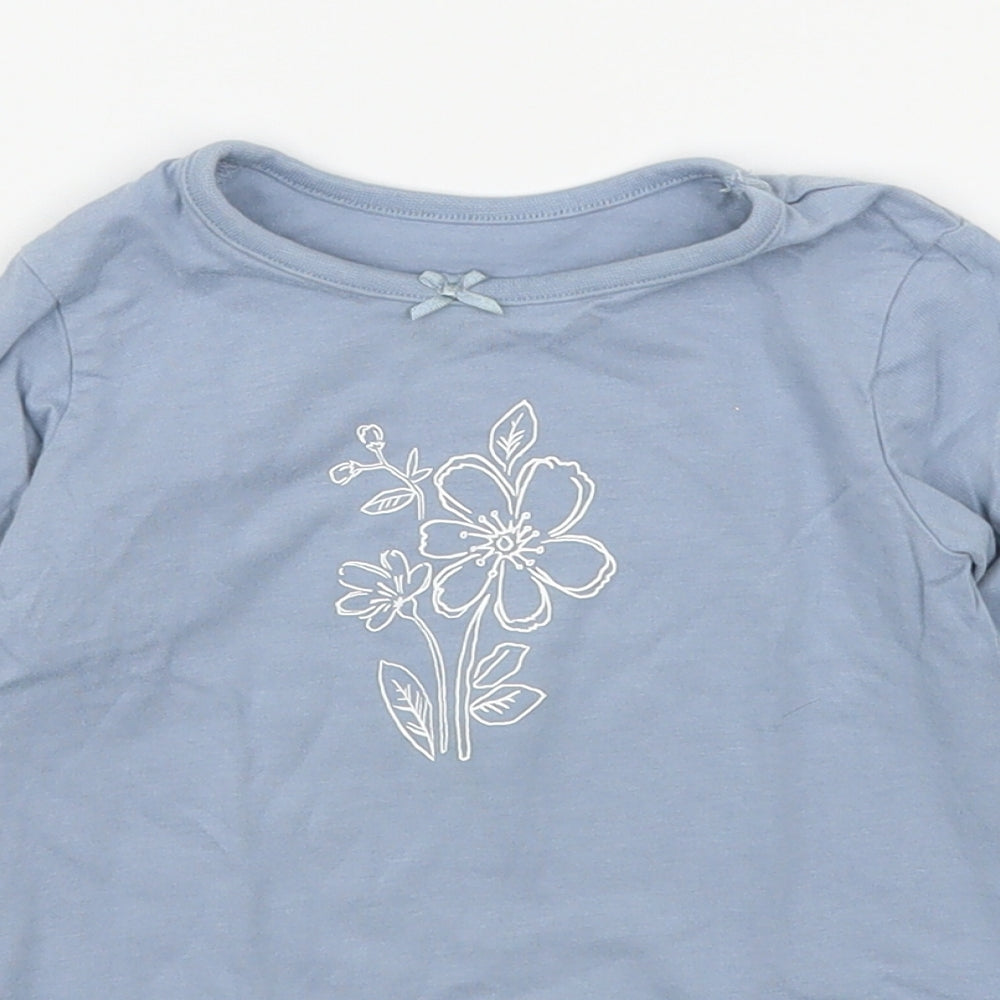 George Girls Blue  100% Cotton Basic T-Shirt Size 18-24 Months Round Neck Pullover