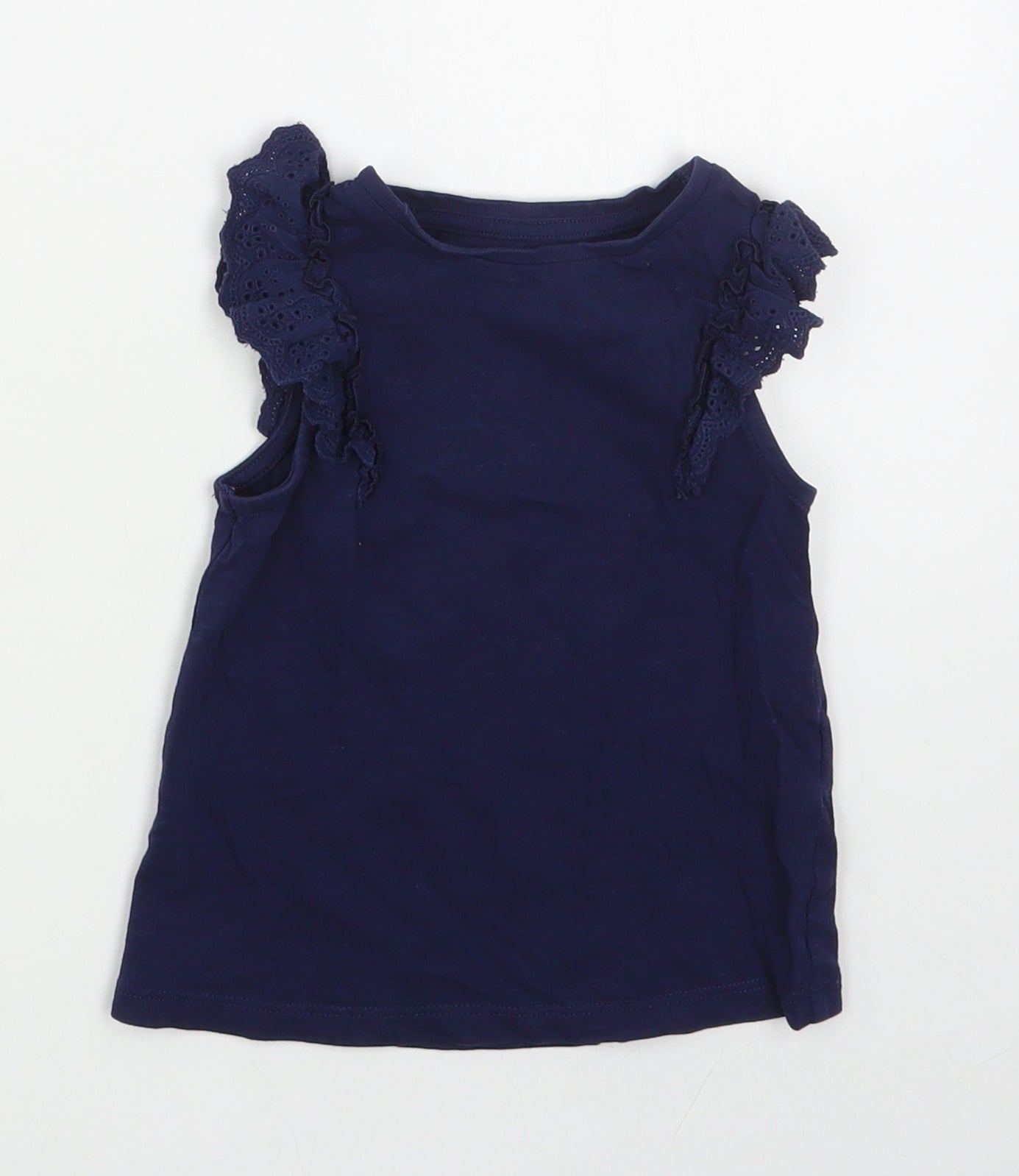 F&F Girls Blue  100% Cotton Basic T-Shirt Size 2-3 Years Round Neck Pullover