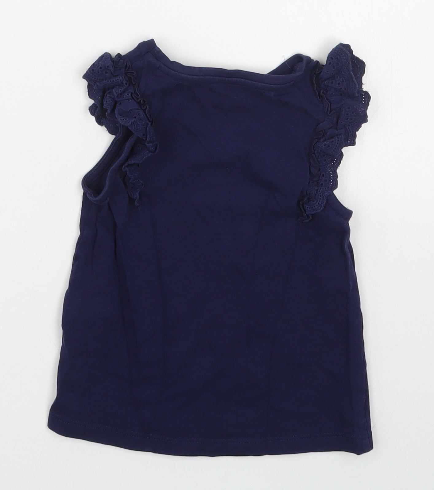 F&F Girls Blue  100% Cotton Basic T-Shirt Size 2-3 Years Round Neck Pullover
