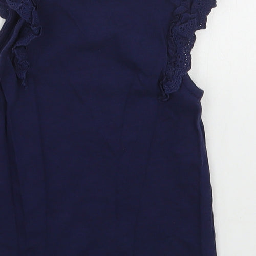 F&F Girls Blue  100% Cotton Basic T-Shirt Size 2-3 Years Round Neck Pullover