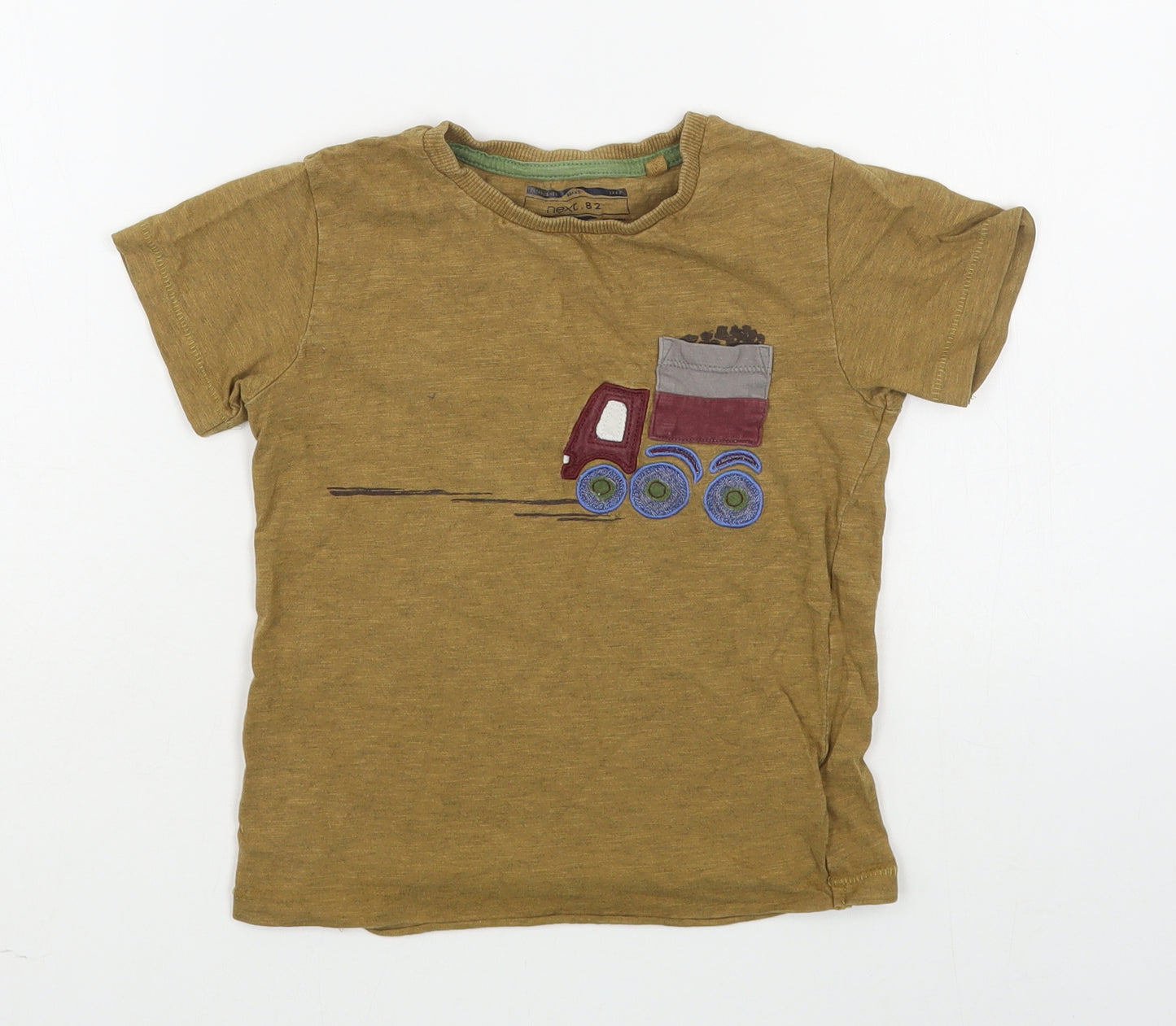 NEXT Boys Brown  Cotton Basic T-Shirt Size 3-4 Years Round Neck Pullover