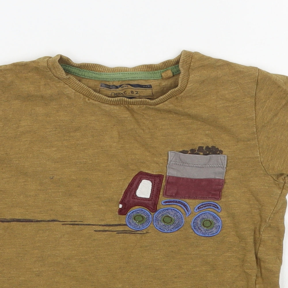 NEXT Boys Brown  Cotton Basic T-Shirt Size 3-4 Years Round Neck Pullover