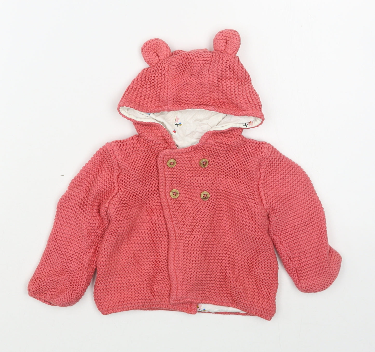 Marks and Spencer Girls Pink   Jacket Coatigan Size 3-6 Months   Button