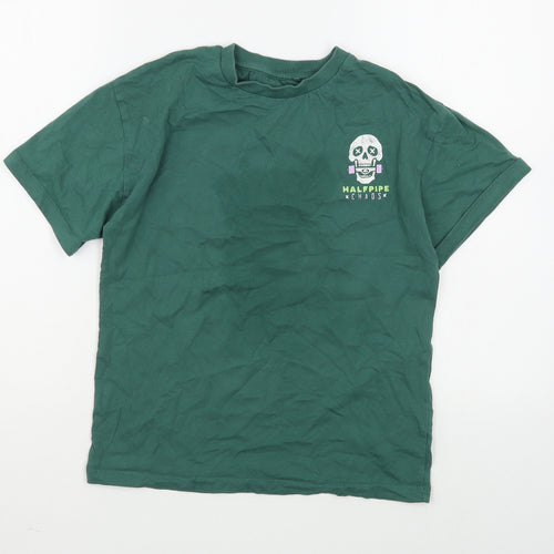 NEXT Boys Green  100% Cotton Basic T-Shirt Size 8 Years Round Neck Pullover