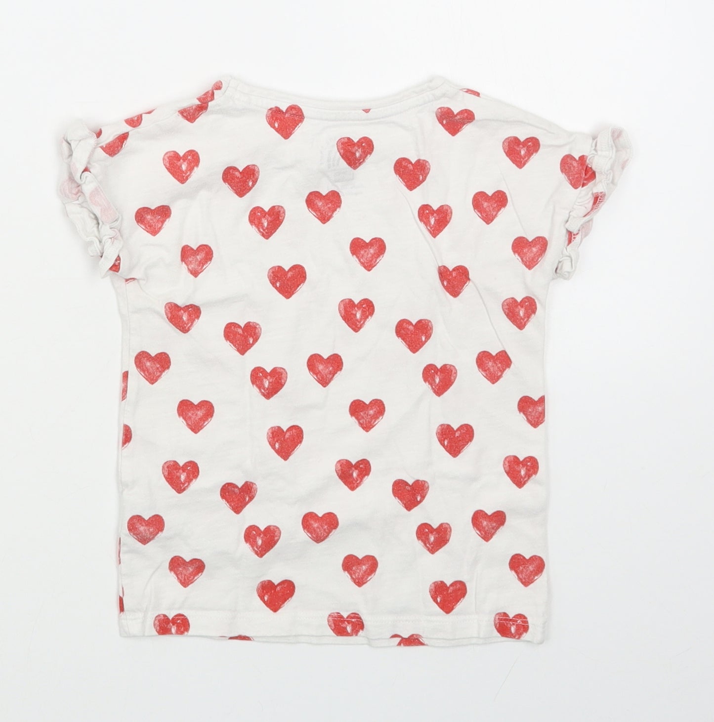 F&F Girls White Geometric 100% Cotton Basic T-Shirt Size 24 Months Round Neck Pullover