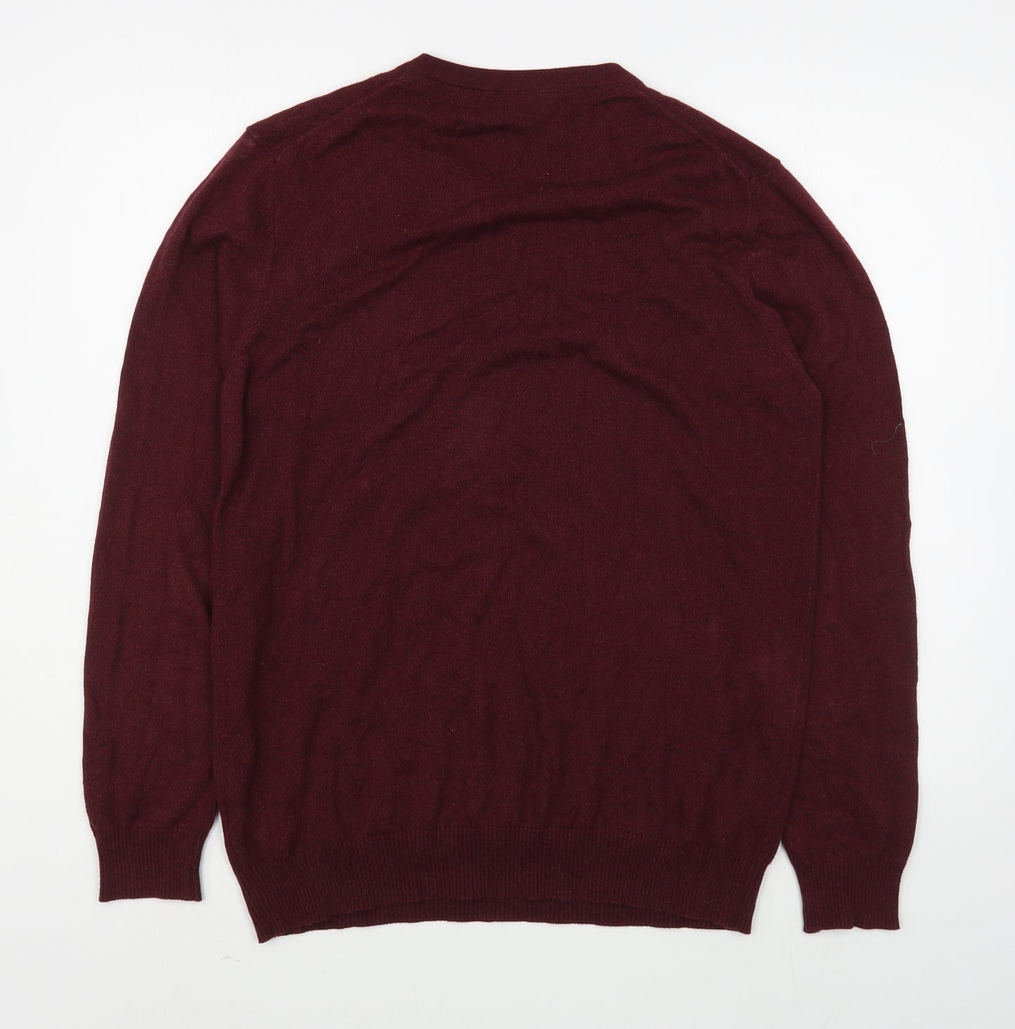 Lyle & Scott Mens Red V-Neck  Cotton Pullover Jumper Size M