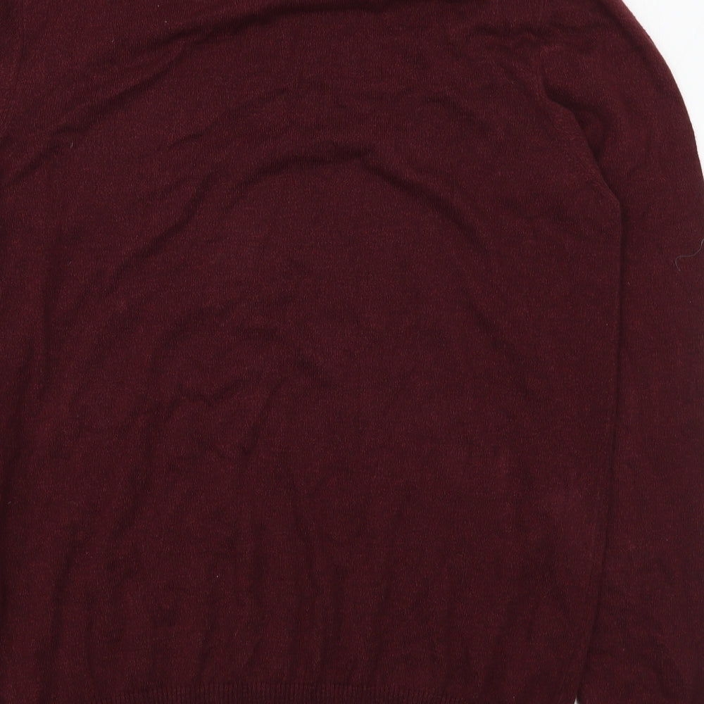 Lyle & Scott Mens Red V-Neck  Cotton Pullover Jumper Size M