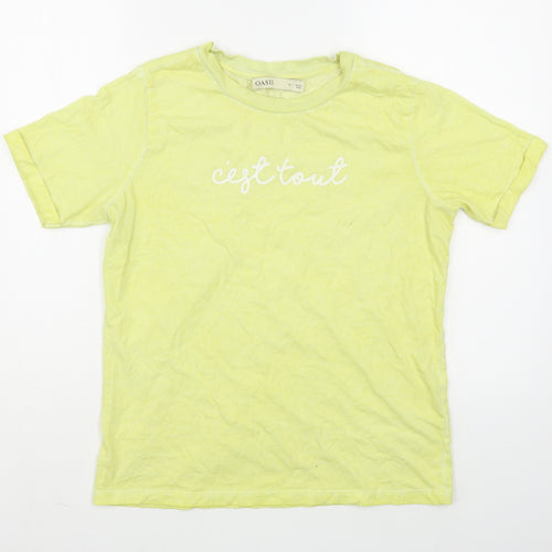 Oasis Womens Yellow  100% Cotton Basic T-Shirt Size S Round Neck