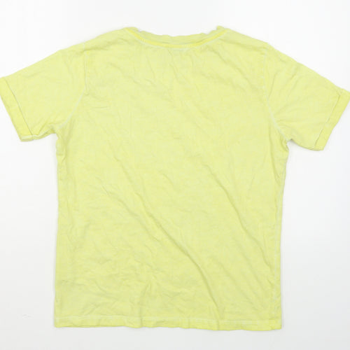Oasis Womens Yellow  100% Cotton Basic T-Shirt Size S Round Neck