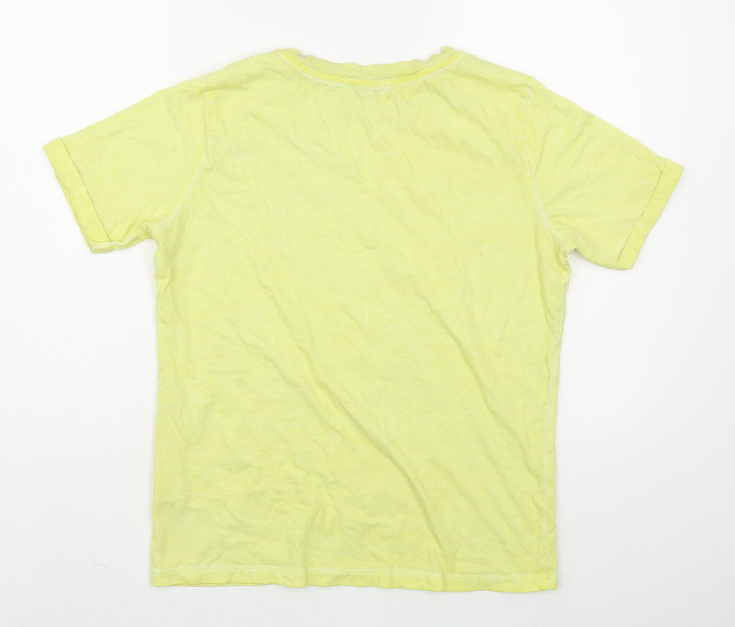 Oasis Womens Yellow  100% Cotton Basic T-Shirt Size S Round Neck