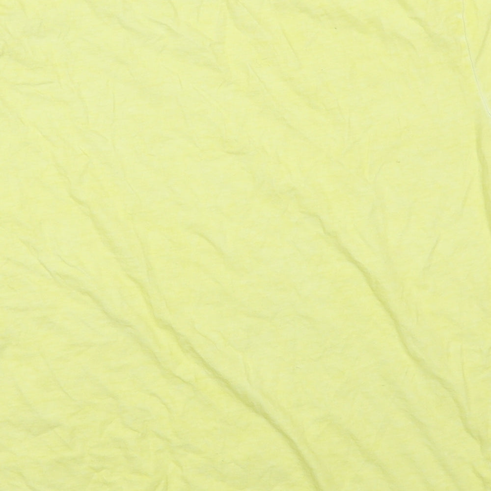 Oasis Womens Yellow  100% Cotton Basic T-Shirt Size S Round Neck