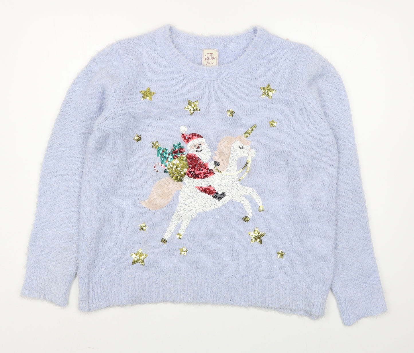 George Womens Pink Round Neck  Polyester Pullover Jumper Size L   - Christmas