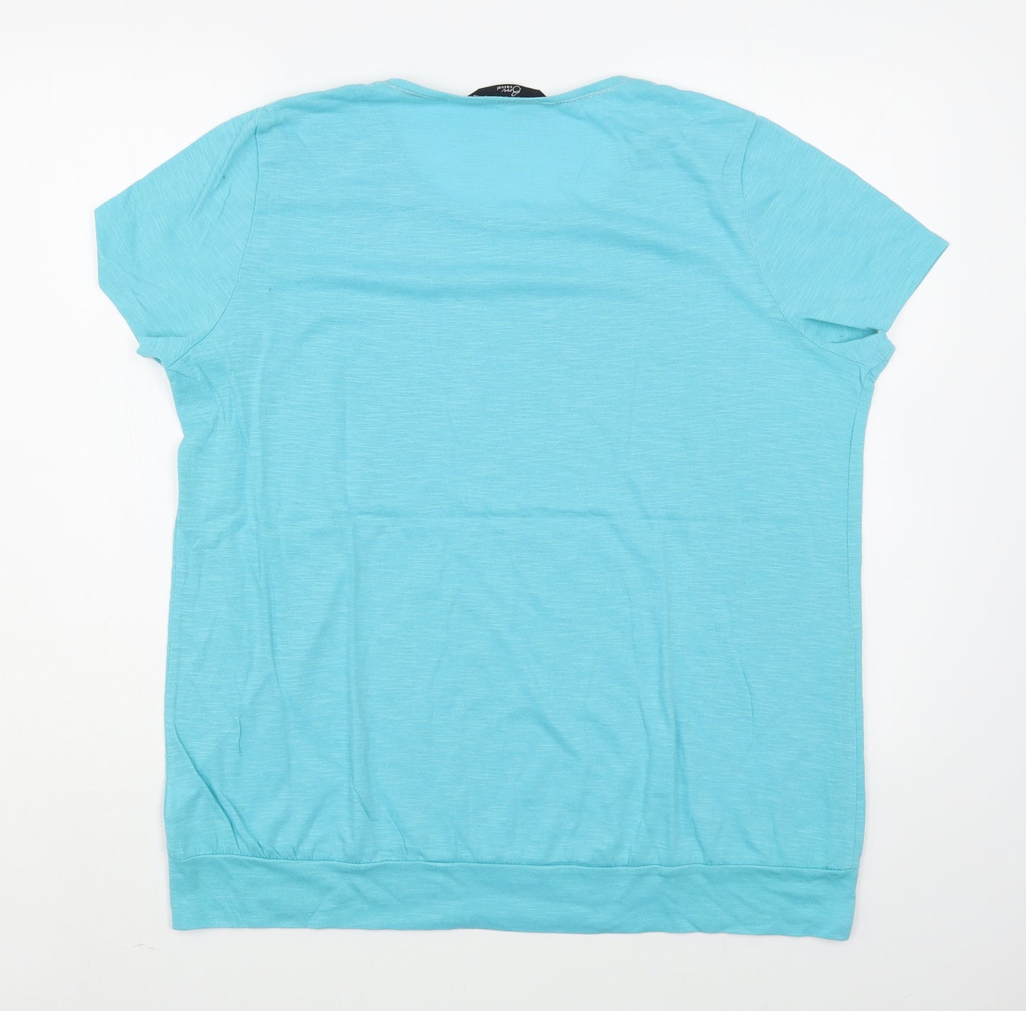 Bm Casual Womens Blue  Polyester Basic T-Shirt Size 18 Round Neck