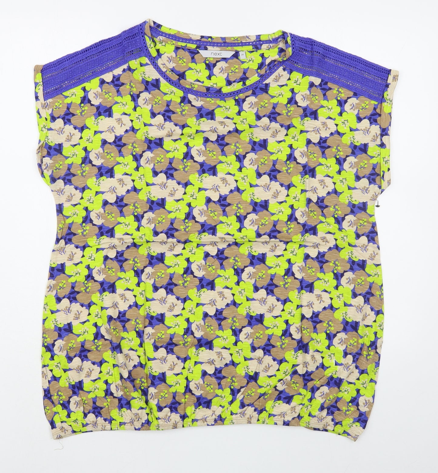 NEXT Womens Multicoloured Floral 100% Cotton Basic T-Shirt Size 20 Scoop Neck