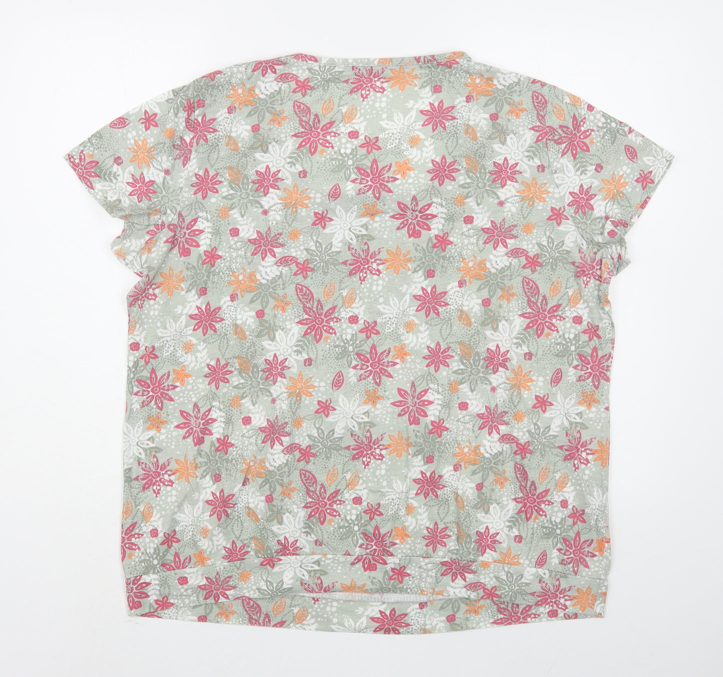 BM Casual Womens Multicoloured Floral Polyester Basic T-Shirt Size 18 Scoop Neck