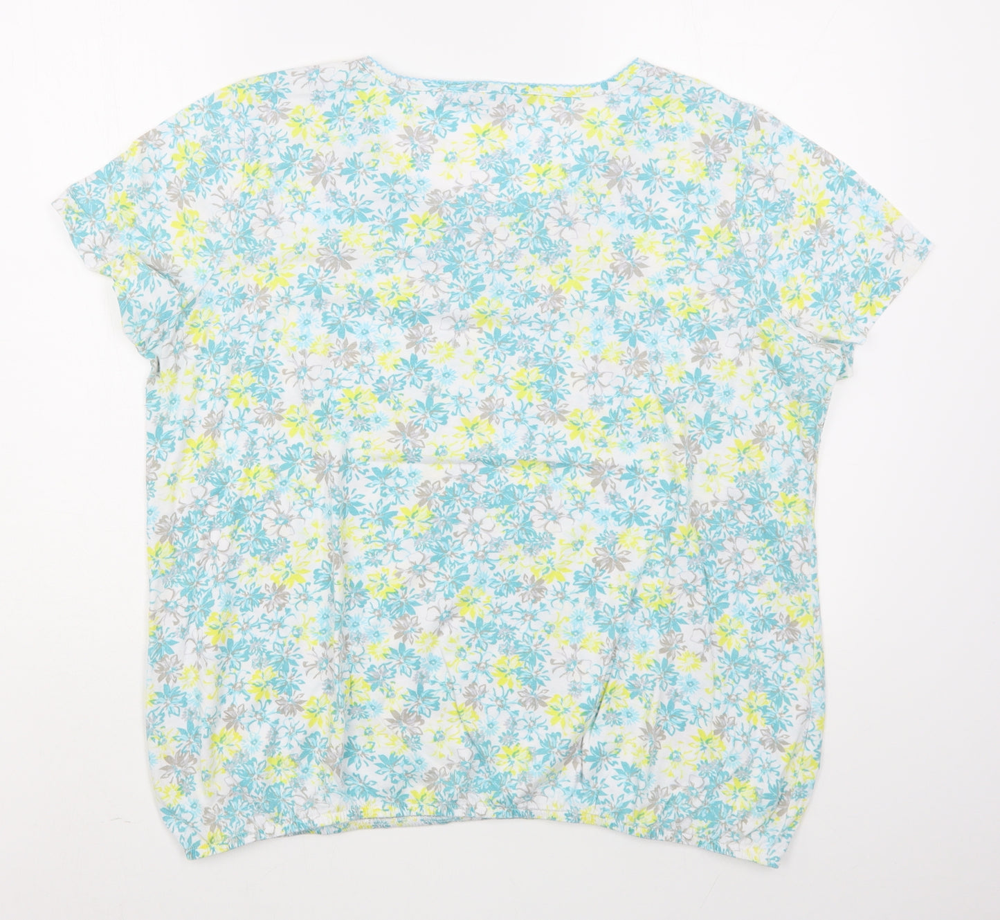 Bm Casual Womens Multicoloured Floral Polyester Basic T-Shirt Size 18 Scoop Neck