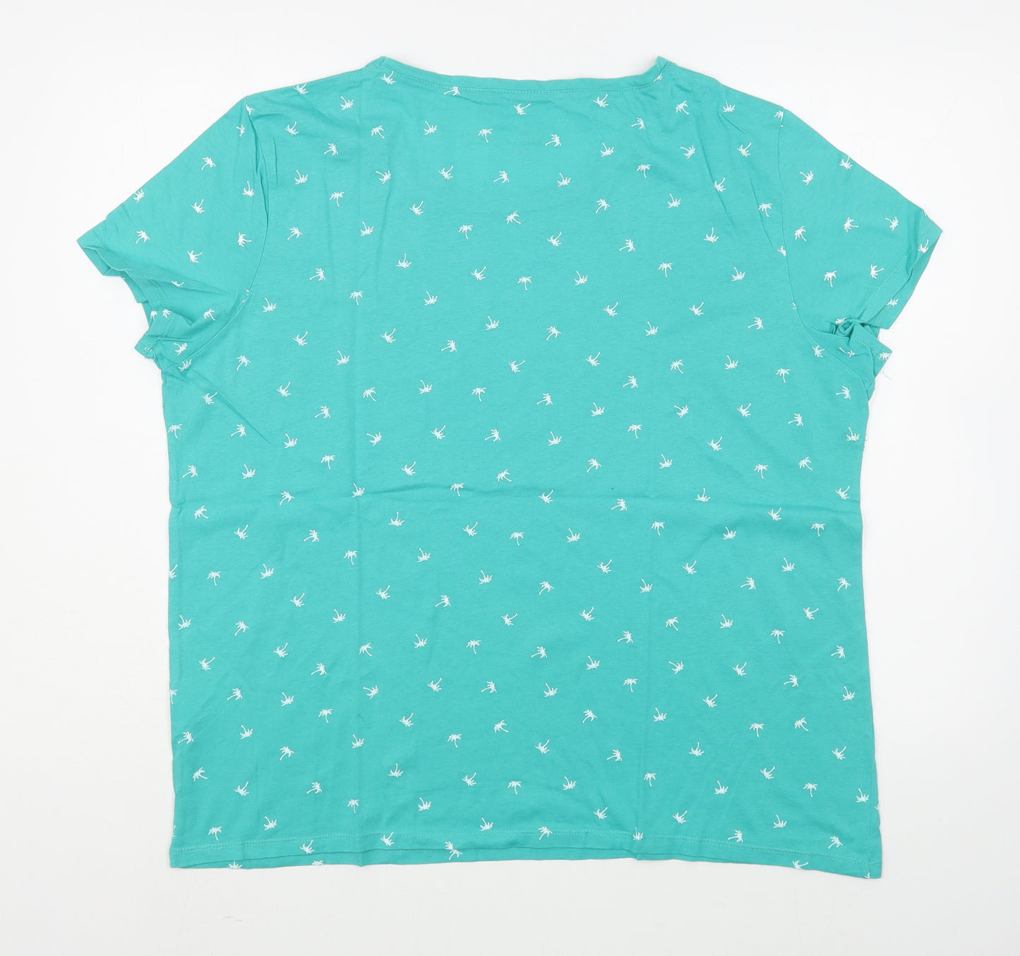 C&A Womens Blue Geometric 100% Cotton Basic T-Shirt Size XL Scoop Neck