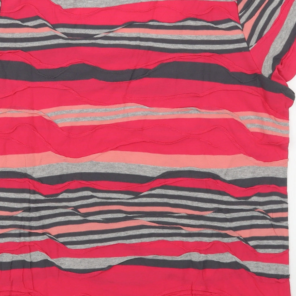 Per Una Womens Pink Striped Polyester Basic T-Shirt Size 18 Scoop Neck