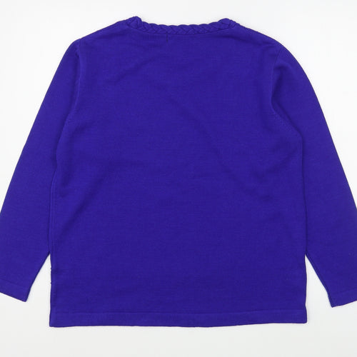 Akal Collection Womens Blue Round Neck  Acrylic Pullover Jumper Size S