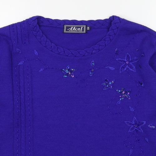Akal Collection Womens Blue Round Neck  Acrylic Pullover Jumper Size S