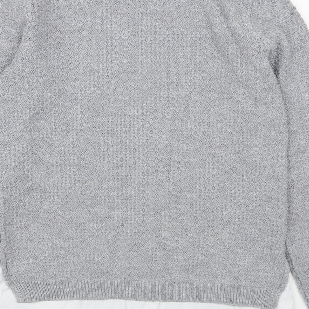 Papaya Womens Grey Round Neck  Acrylic Pullover Jumper Size 10