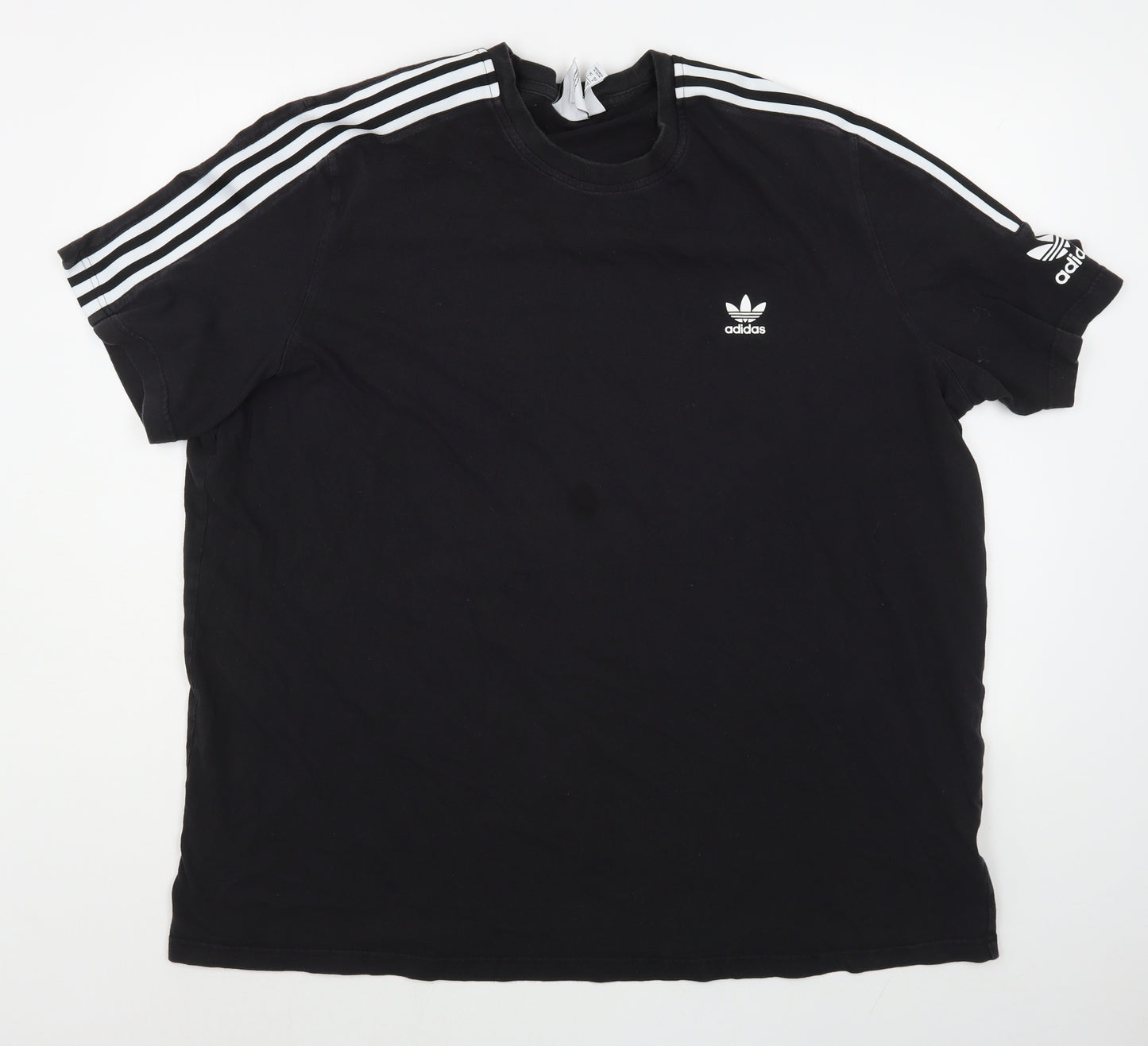 adidas Mens Black  Cotton  T-Shirt Size 2XL Round Neck