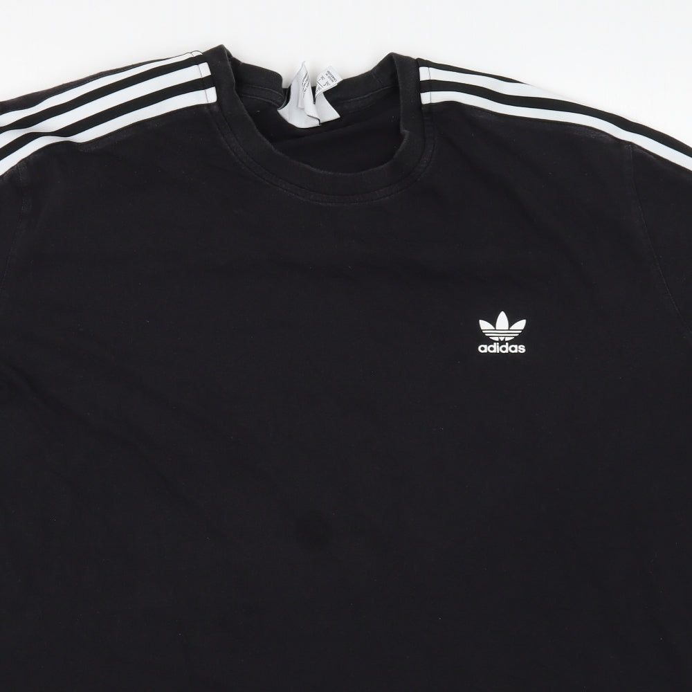 adidas Mens Black  Cotton  T-Shirt Size 2XL Round Neck