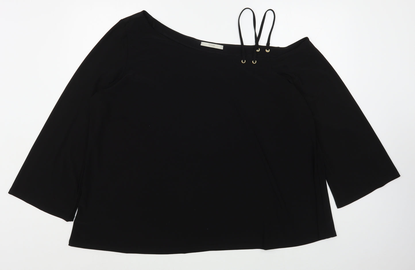George Womens Black  Polyester Basic Blouse Size 24 Off the Shoulder