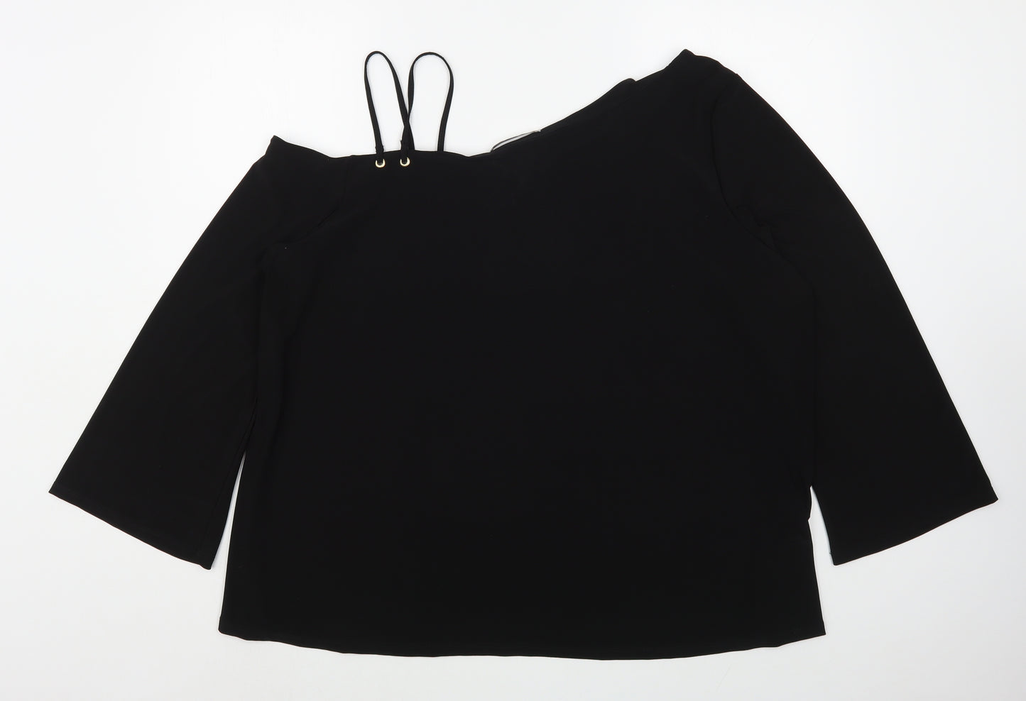 George Womens Black  Polyester Basic Blouse Size 24 Off the Shoulder